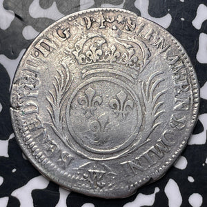 (1693-97)-W France 1/2 Ecu Overstruck Type Lot#JM8517 Silver! Old Cleaning