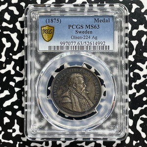 (1875) Sweden Svante Sture Medal PCGS MS63 Lot#G1025 Silver! Olsen-224