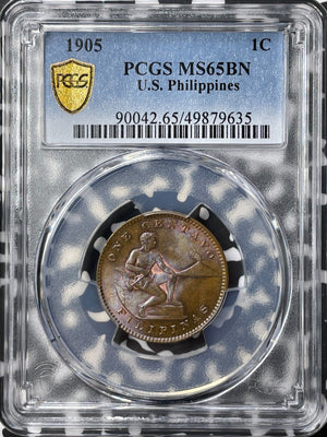 1905 US Philippines 1 Centavo PCGS MS65BN Lot#G8334 Beautiful Toning! Top Grade