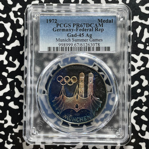 1972 West Germany Discus Olympics Medal PCGS PR67 DCAM Lot#G1093 Silver!