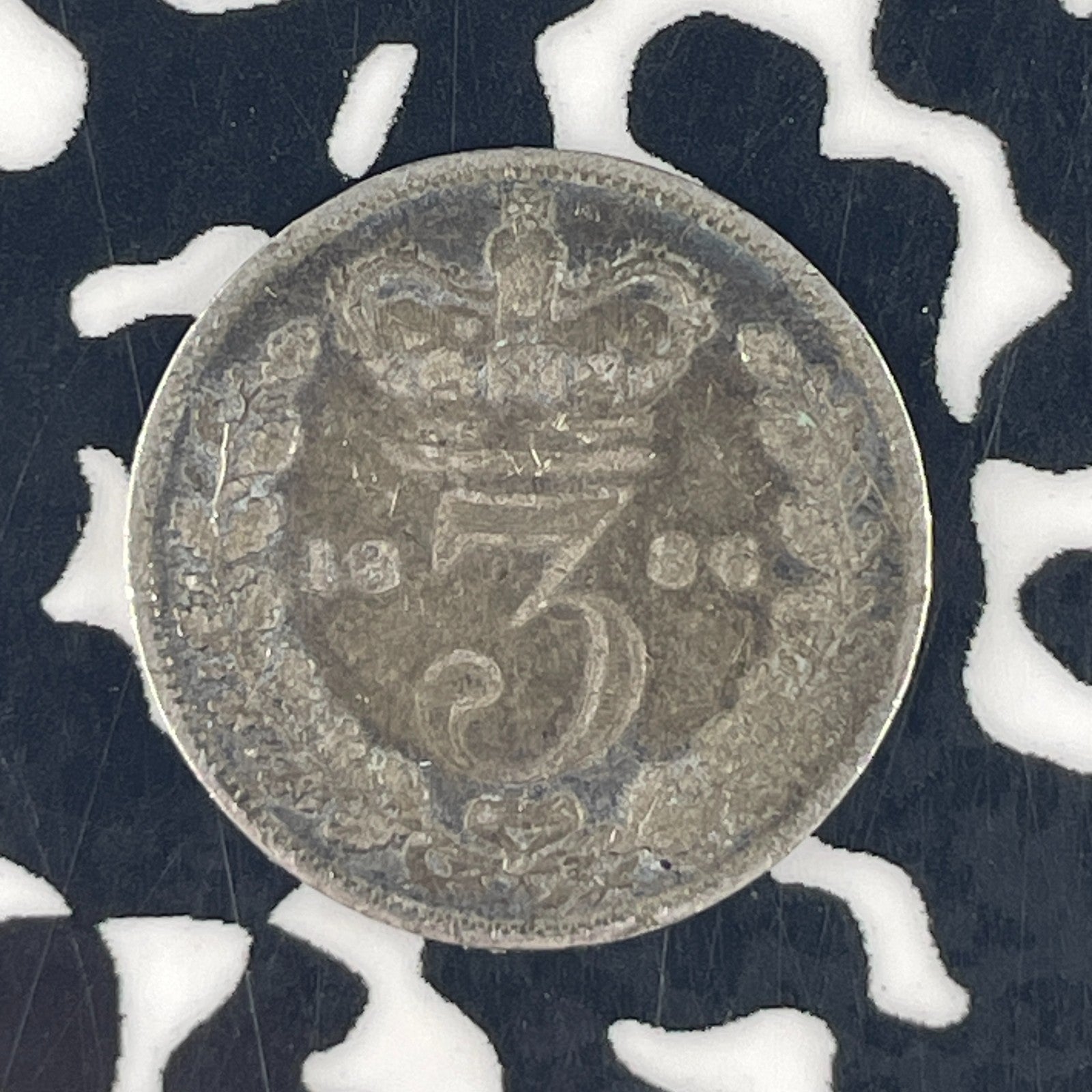 1886 Great Britain 3 Pence Threepence Lot#F4523 Silver!