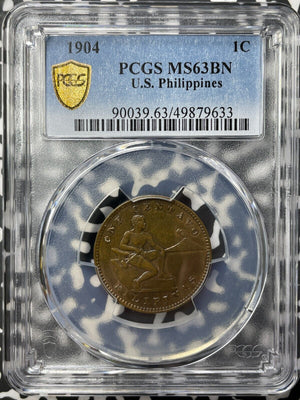 1904 U.S. Philippines 1 Centavo PCGS MS63BN Lot#G8332 Choice UNC!