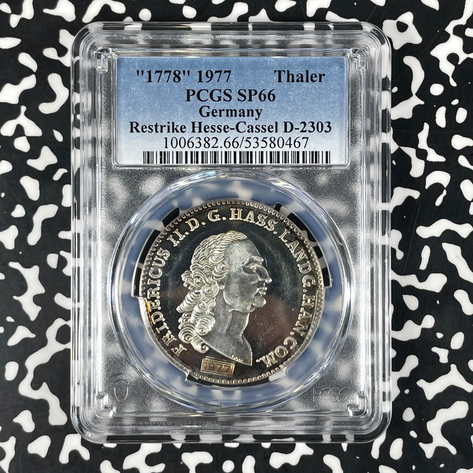 "1778" (1977) Germany Hesse-Cassel 1 Thaler Restrike PCGS SP66 Lot#G1822 Silver!
