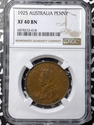 1925 Australia 1 Penny NGC XF40BN Lot#G7228