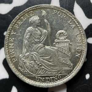 1908/6 Peru 1 Dinero Lot#MK239 Silver! High Grade! Beautiful!