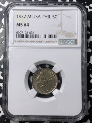 1932-M U.S. Philippines 5 Centavos NGC MS64 Lot#G9006 Choice UNC!