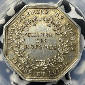 "An XI" France Notaries Of Indre Et Loire Jeton PCGS MS63 Lot#G9427 Silver!