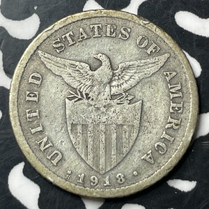 1918-S U.S. Philippines 20 Centavos Lot#E8107 Silver!