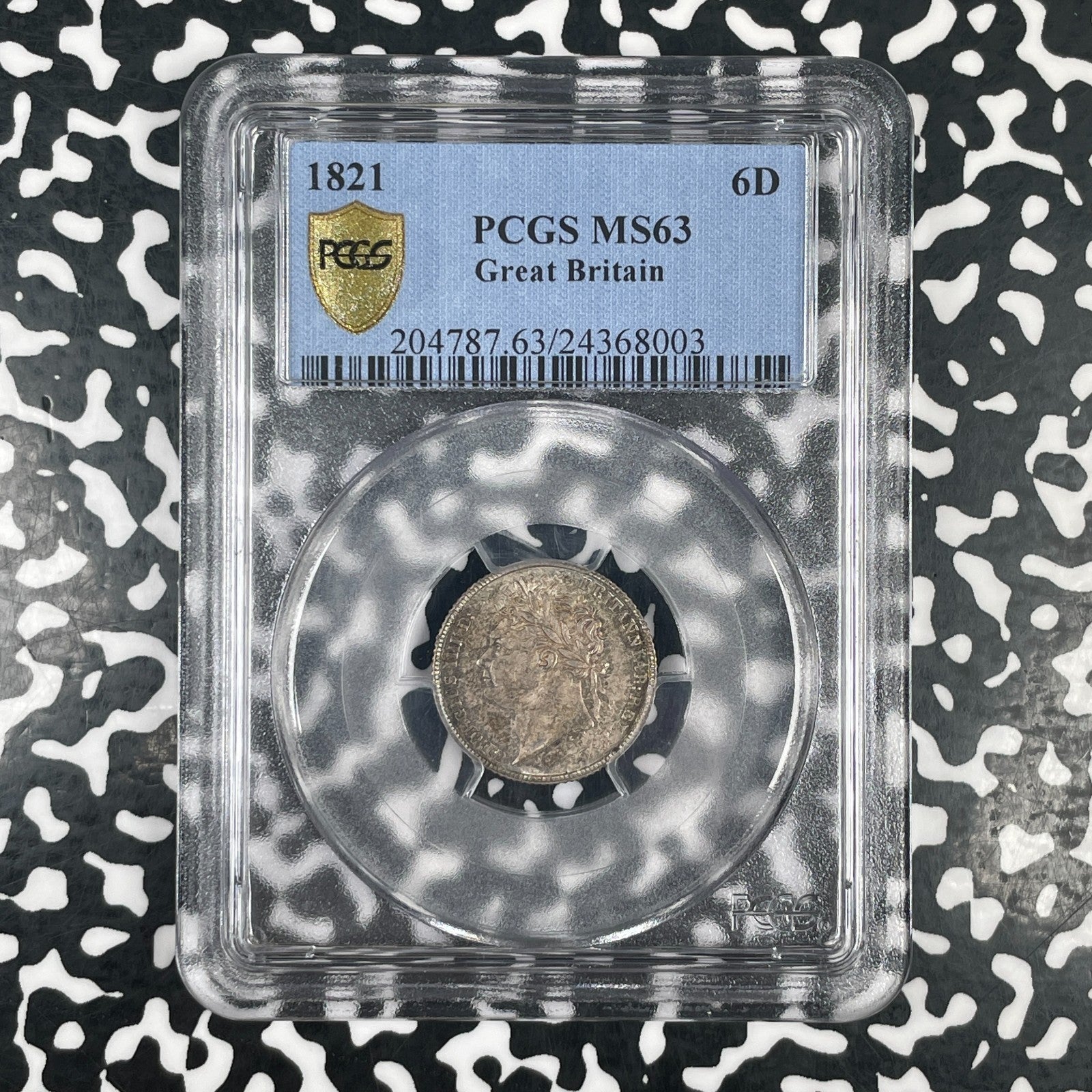 1821 Great Britain George IV 6 Pence PCGS MS63 Lot#G4120 Silver! Choice UNC!