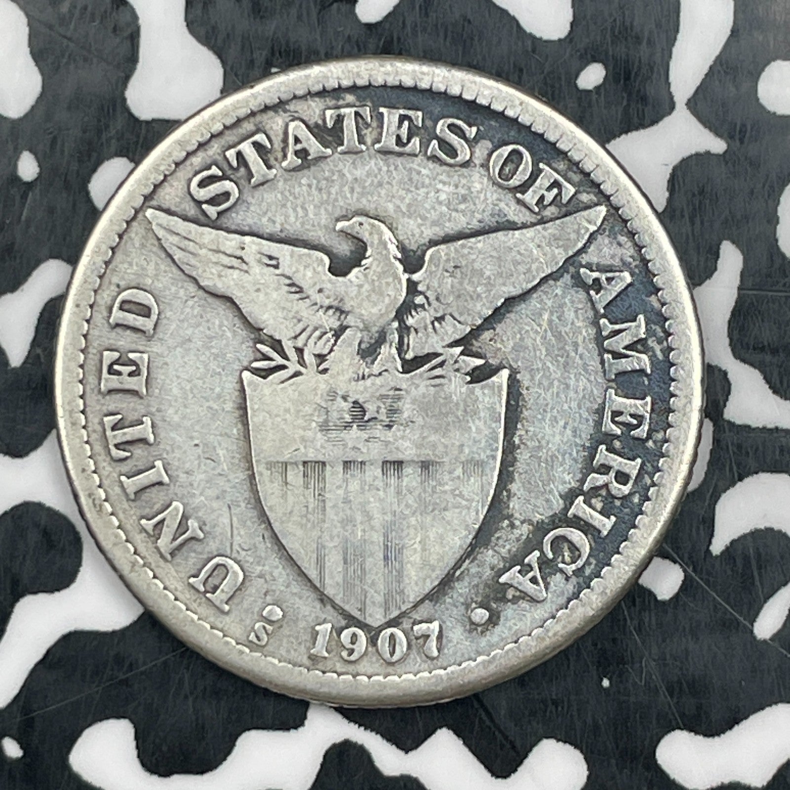 1907-S U.S. Philippines 50 Centavos Lot#N3569 Silver! Cleaned