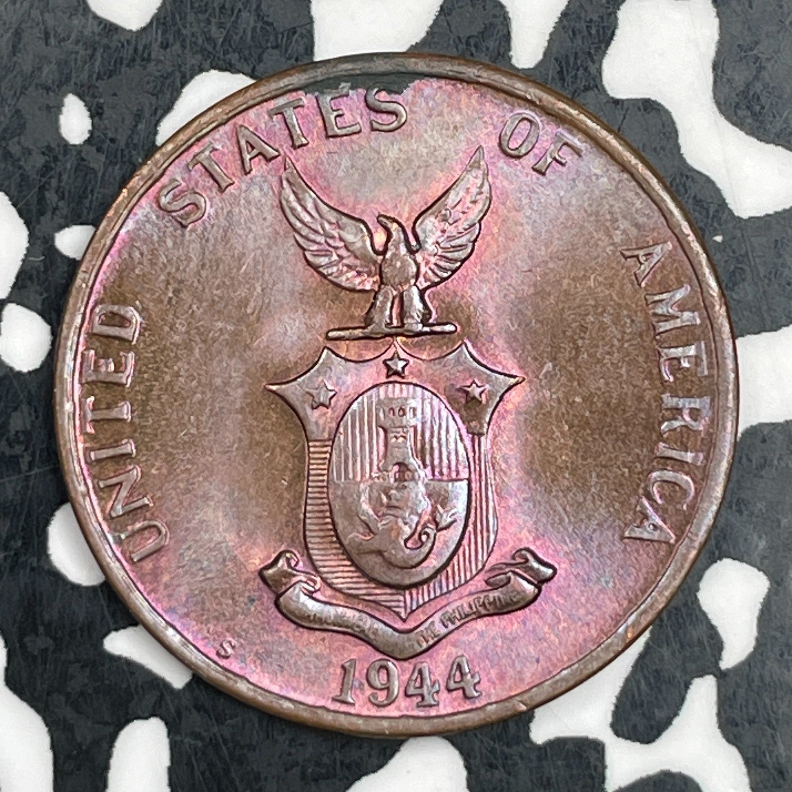 1944-S U.S. Philippines 1 Centavo Lot#N1970 High Grade! Beautiful Toning!