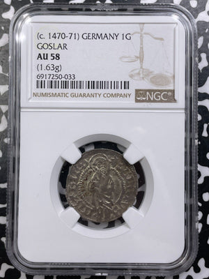 (c.1470-71) Germany Goslar 1 Groschen NGC AU58 Lot#G9538 Silver!