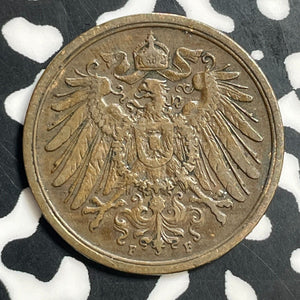 1907-F Germany 2 Pfennig Lot#E9043 Better Date