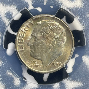 1958-D US 10 Cents Roosevelt Dime PCGS MS66FB Lot#G652 Silver! Beautiful Toning!