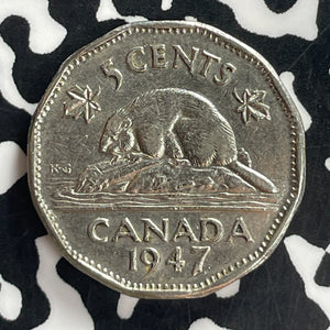 1947-Dot Canada 5 Cents Lot#T7746 Key Date!