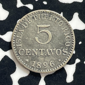 1896 Puerto Rico 5 Centavos Lot#JM0146 Silver!