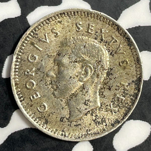 1950 South Africa 3 Pence Threepence Lot#E7462 Silver!