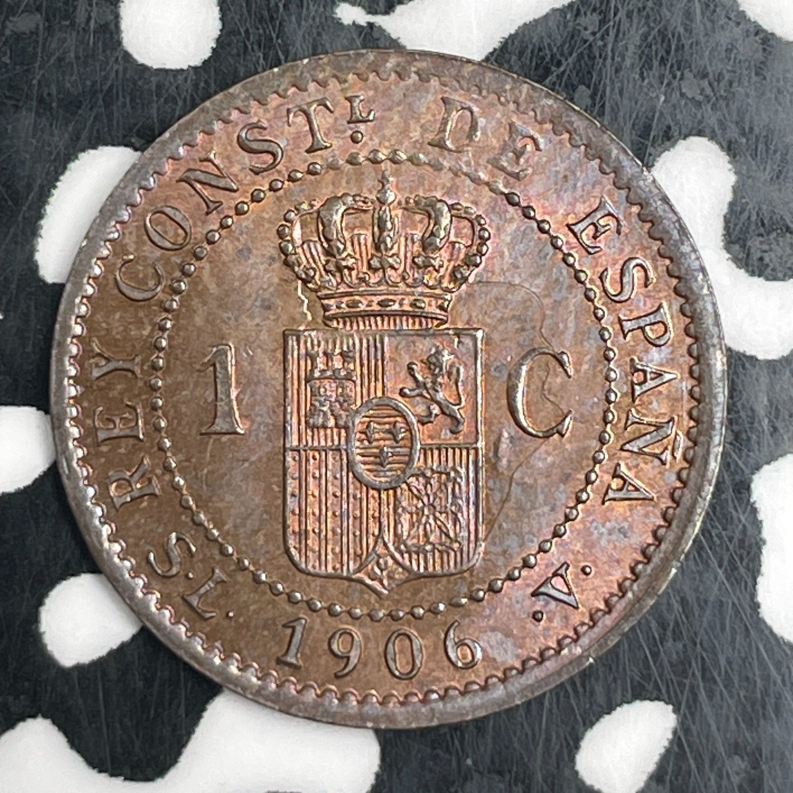 1906 Spain 1 Centimo Lot#N1878 High Grade! Beautiful!