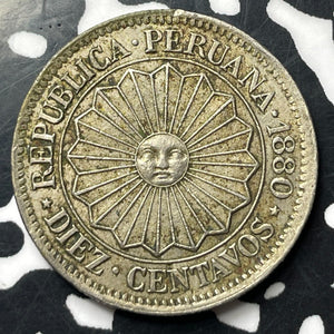 1880 Peru 10 Centavos Lot#E8912