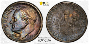 1958 U.S. 10 Cents Roosevelt Dime PCGS MS65 Lot#G650 Silver! Beautiful Toning!