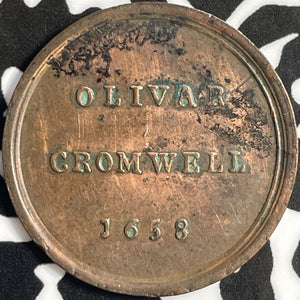1658 Dated (1773) G.B. Oliver Cromwell Medalet by Kirk Lot#D9776 BHM-171, 26mm