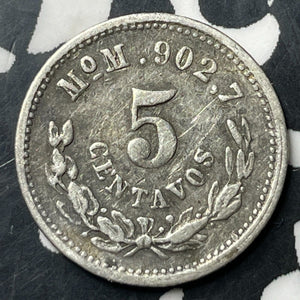 1892-Mo M Mexico 5 Centavos Lot#E8086 Silver!