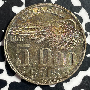 1936 Brazil 5000 Reis Lot#T1513 Silver! High Grade! Beautiful Toning!