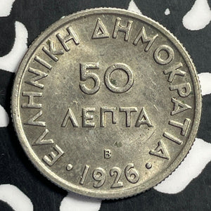 1926 Greece 50 Lepta Lot#E8450 High Grade! Beautiful!