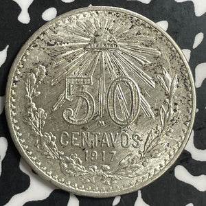 1917 Mexico 50 Centavos Lot#E9705 Silver! High Grade! Beautiful!