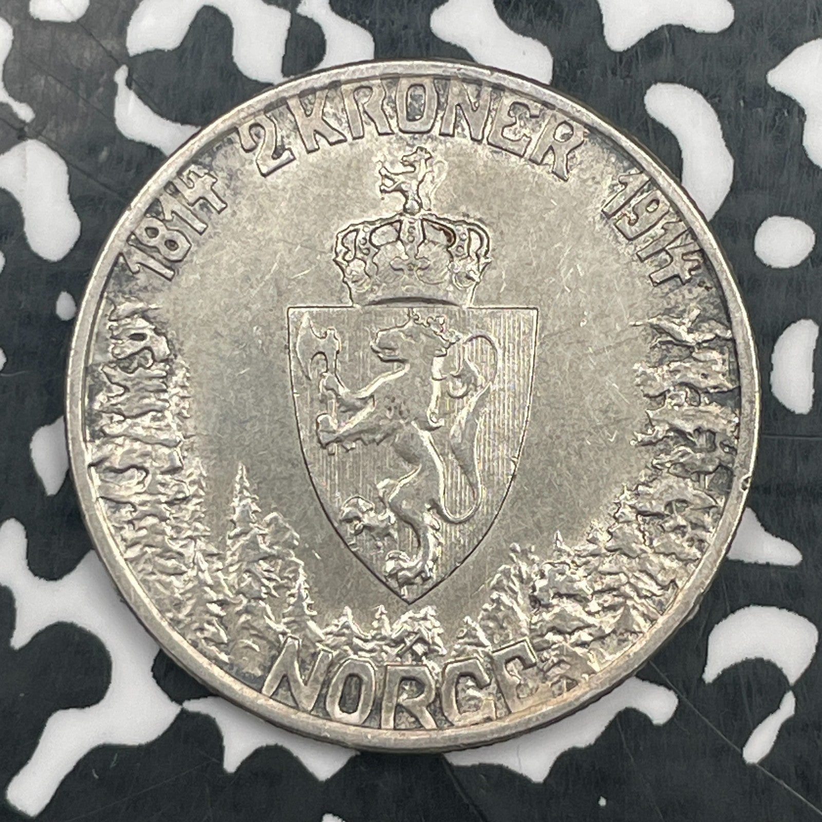 1914 Norway 2 Kroner Lot#JM2290 Silver! Nice!