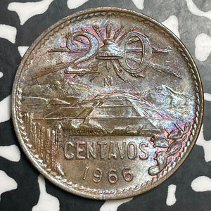 1966 Mexico 20 Centavos Lot#E9811 High Grade! Beautiful Toning!