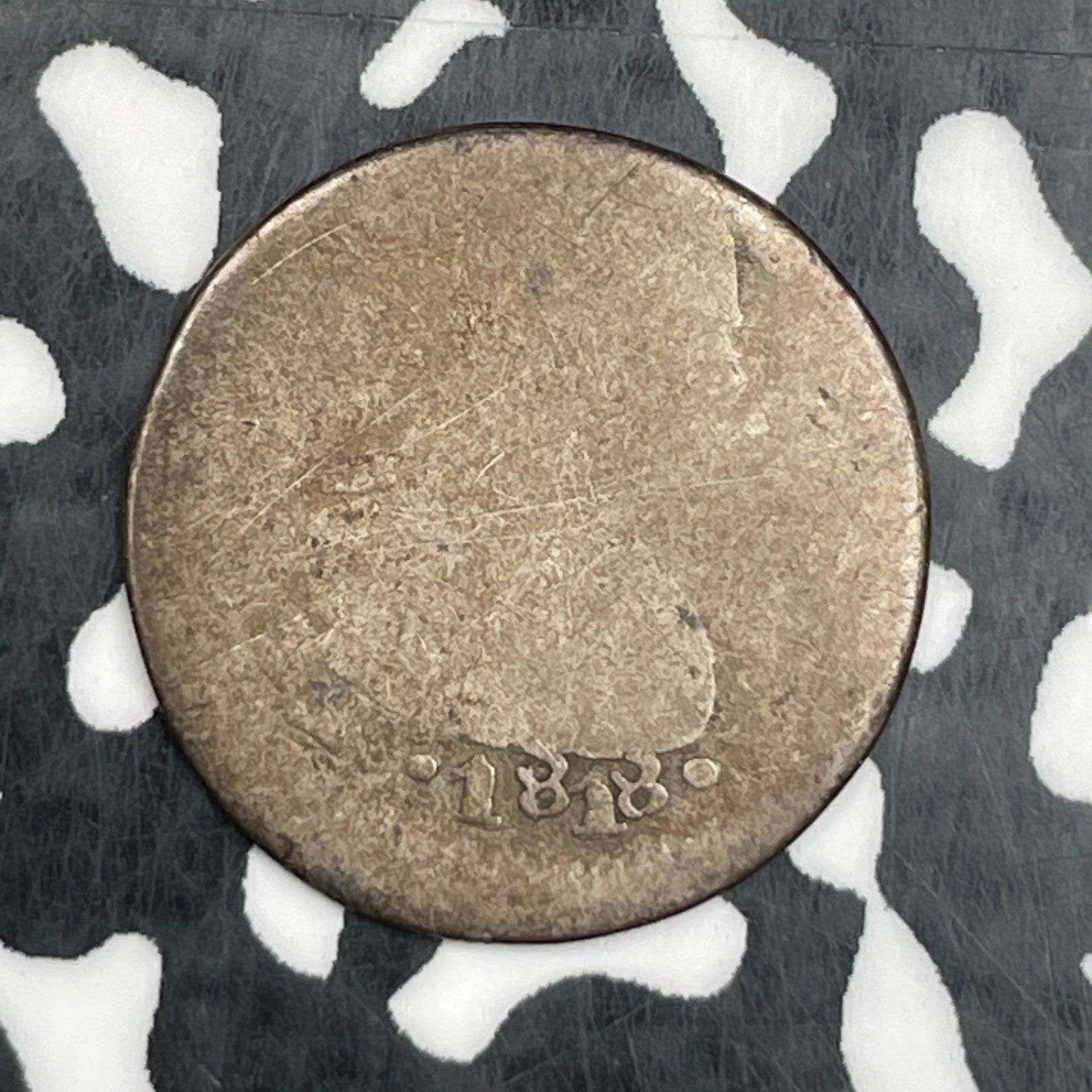 1818-Zs AG Mexico War Of Independence 1/2 Real ot#N2309 Silver! Scarce! KM#73.1