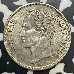 1954 Venezuela 1 Bolivar Lot#E7336 Silver! Nice!