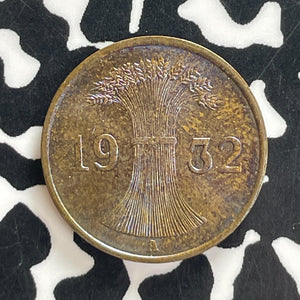 1932-A Germany 1 Pfennig Lot#T7718 High Grade! Beautiful Toning!