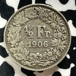 1906-B Switzerland 1/2 Franc Half Franc Lot#T4111 Silver!