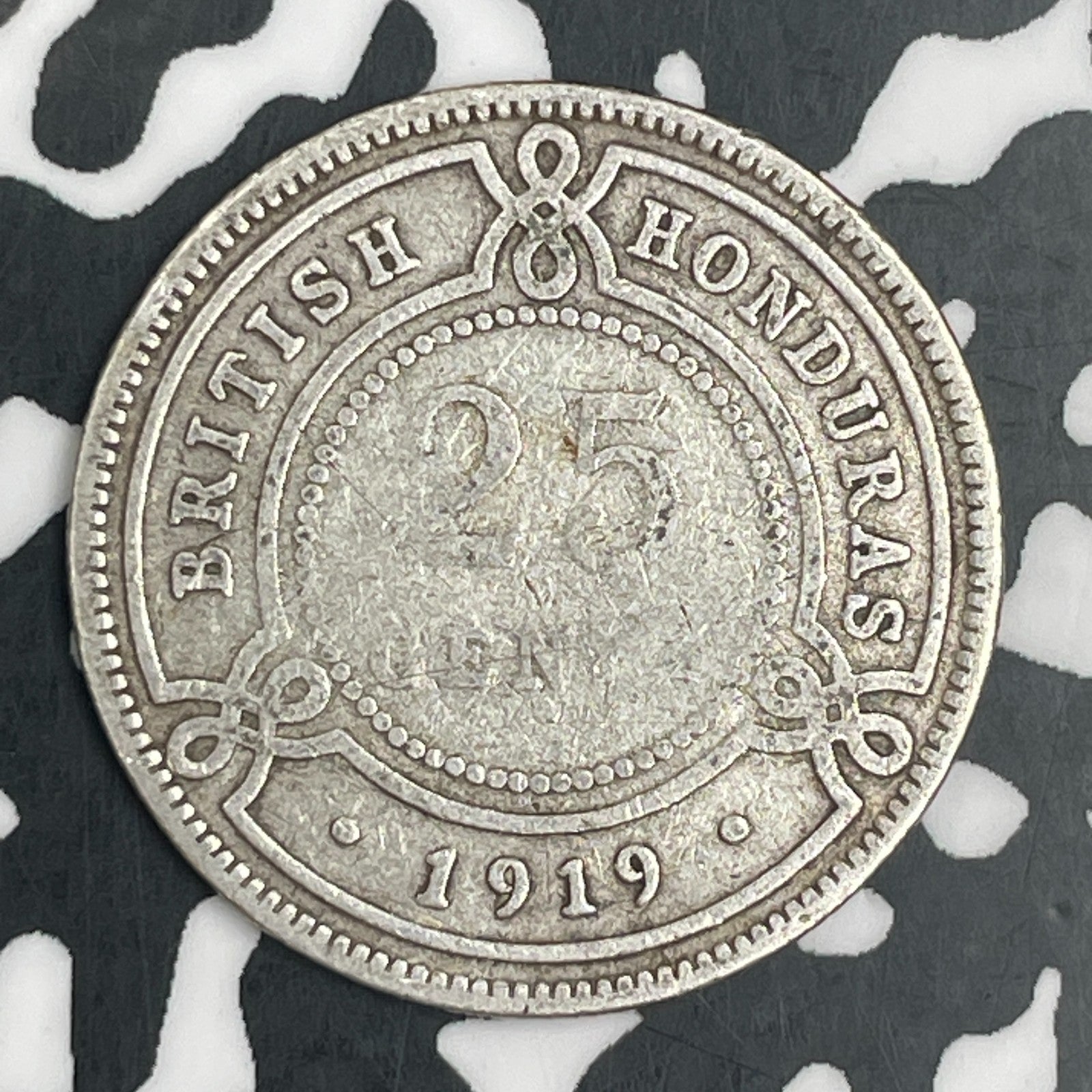 1919 British Honduras 25 Cents Lot#F9625 Silver!