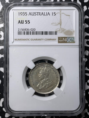 1935 Australia 1 Shilling NGC AU55 Lot#G8537 Silver!