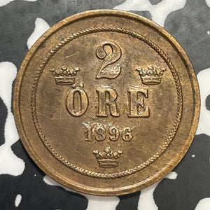 1896 Sweden 2 Ore Lot#E6611 Nice!