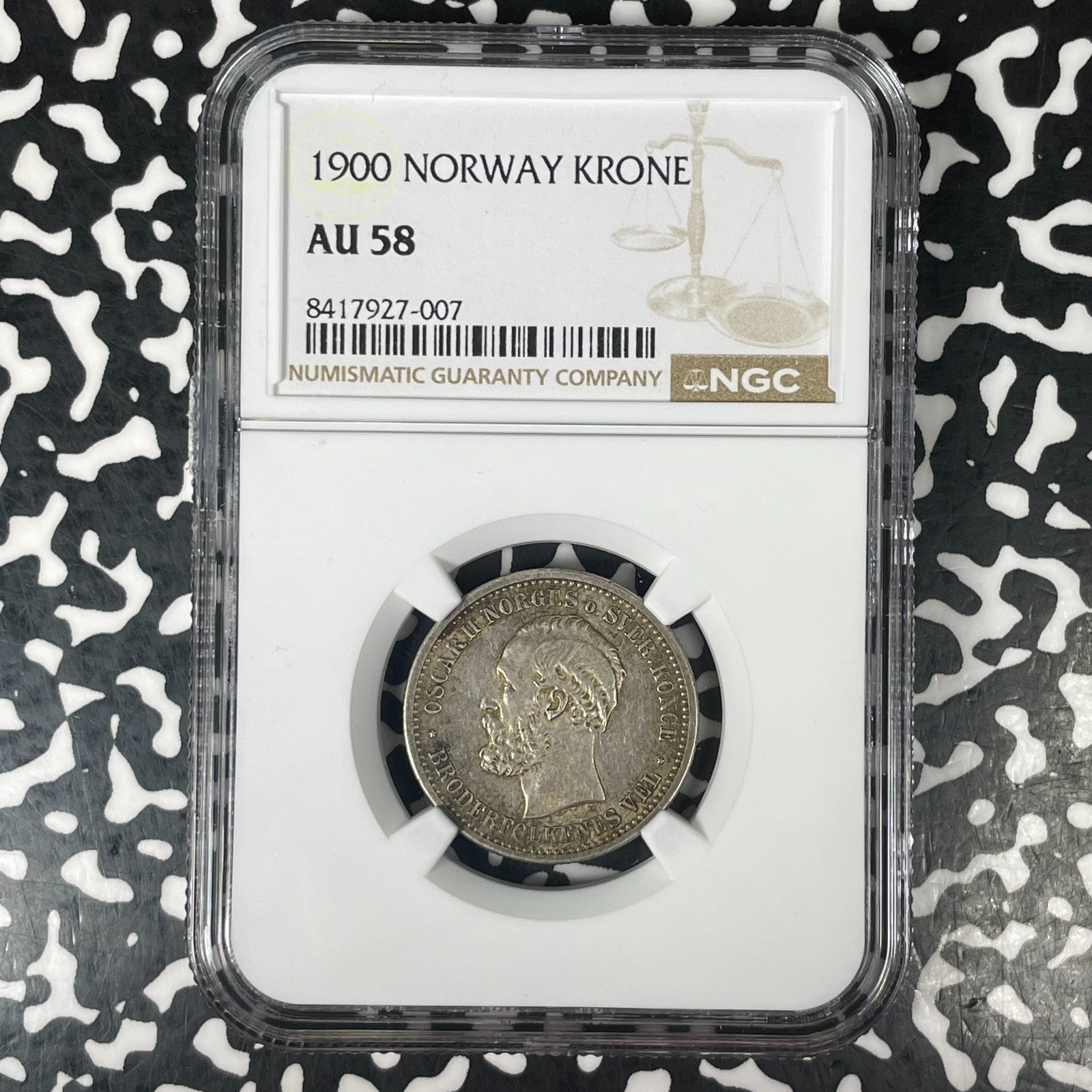 1900 Norway 1 Krone NGC AU58 Lot#G1524 Silver!