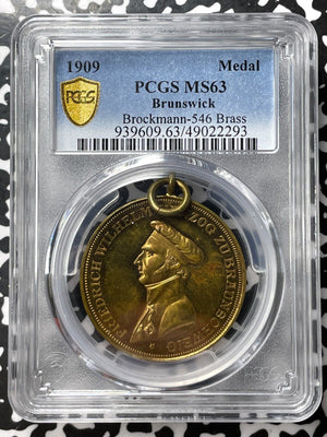 1909 Germany Brunswick Peninsula War 100th Ann. Brass Medal PCGS MS63 Lot#GV7175