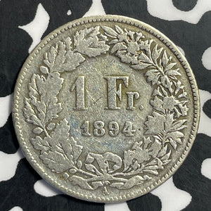 1894-A Switzerland 1 Franc Lot#E8424 Silver!