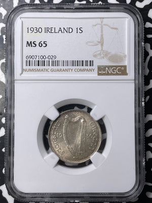 1930 Ireland 1 Shilling NGC MS65 Lot#G8961 Silver! Gem BU!