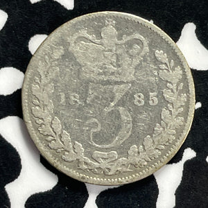 1885 Great Britain 3 Pence Threepence Lot#T9434 Silver!