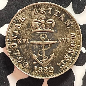 1822 British West Indies 1/16 Dollar Lot#T4770 Silver! Nice! Anchor Money