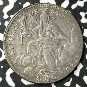 1780-V Papal States 1/2 Scudo Lot#JM7203 Silver! Nice! Scarce!