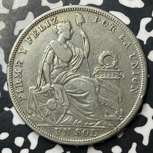 1923 Peru 1 Sol Lot#E7115 Large Silver Coin!