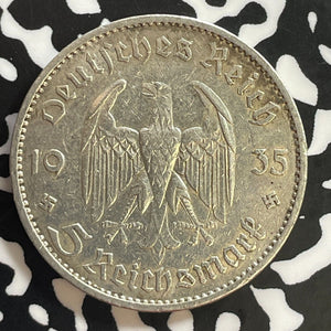 1935-A Germany 5 Mark Lot#E9305 Silver! Cleaned