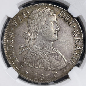 1810/9-Mo HJ Mexico 8 Reales NGC AU50 Lot#G7038 Large Silver Coin!