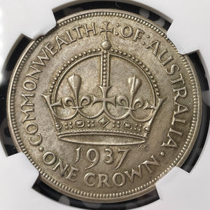 1937 Australia 1 Crown NGC MS62 Lot#MK105 Large Silver! Nice UNC!