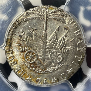 AN 14 (1817) Haiti 25 Centimes PCGS MS63 Lot#G9179 Silver! Choice UNC! KM#15.1